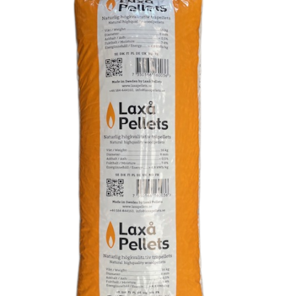 Laxå Træpiller 16 kg poser (52 poser pr. palle / 832 kg) Frit leveret DK
